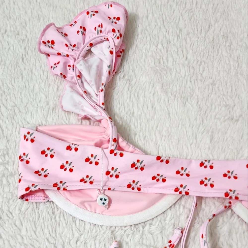 New!Frankie's‎ Bikinis Baby Berry Birdie Ruffle Bikini Top